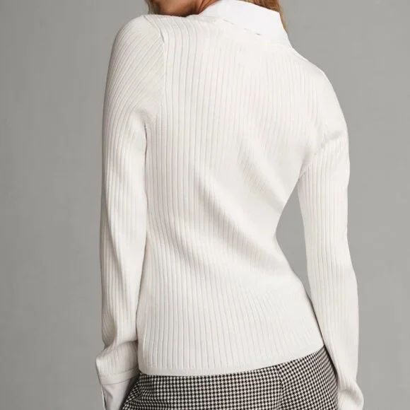 Maeve Layered Ribbed Cardigan Sweater - Picture 2 of 6